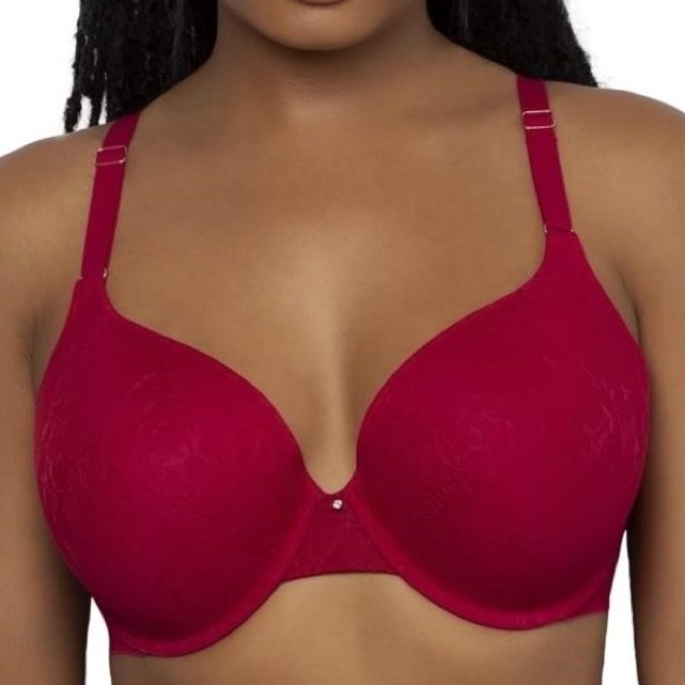 Smart & Sexy Women's T-Shirt Bra, No No Red (Smooth Lace), 40DDD